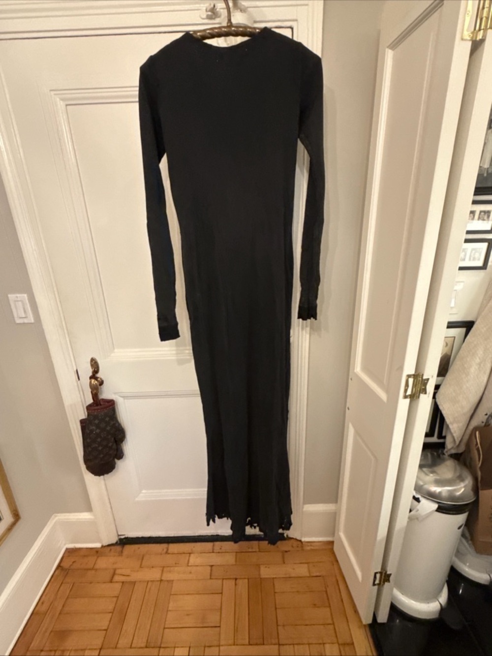 Balenciaga Black Long-Sleeve distressed Maxi Dress
